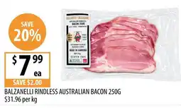 Supabarn Balzanelli Rindless Australian Bacon offer