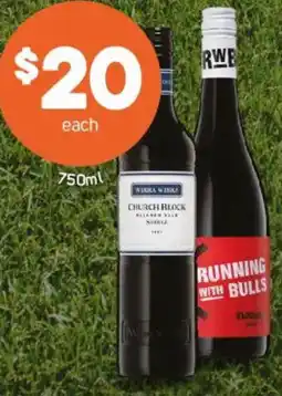 Foodland Wirra Wirra Church Block & Running With The Bulls Tempranillo offer