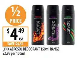 Supabarn Lynx Aerosol Deodorant offer