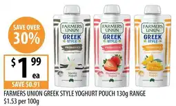 Supabarn Farmers Union Greek Style Yoghurt Pouch offer