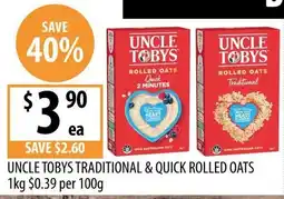 Supabarn Uncle Tobys Traditional & Quick Rolled Oats offer