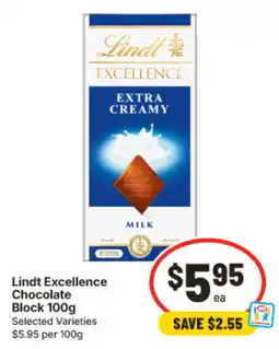 IGA Lindt Excellence Chocolate Block offer