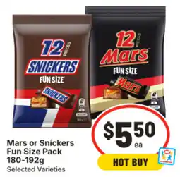 IGA Mars or Snickers Fun Size Pack offer