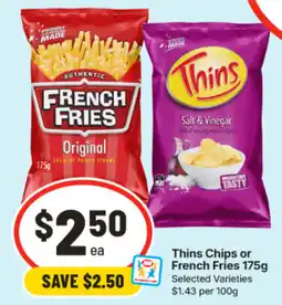 IGA Thins Chips or French Fries offer