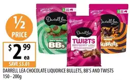 Supabarn Darrell Lea Chocolate Liquorice Bullets, BB's and Twists offer