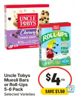 IGA Uncle Tobys Muesli Bars or Roll-Ups offer