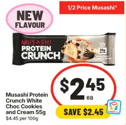 IGA Musashi Protein Crunch White Choc Cookies and Cream offer