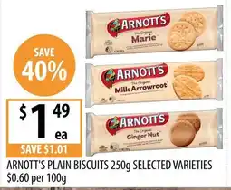 Supabarn Arnott's Plain Biscuits Selected Varieties offer