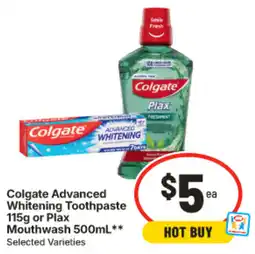 IGA Colgate Advanced Whitening Toothpaste or Plax Mouthwash offer