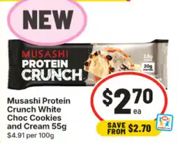 IGA Musashi Protein Crunch White Choc Cookies and Cream offer
