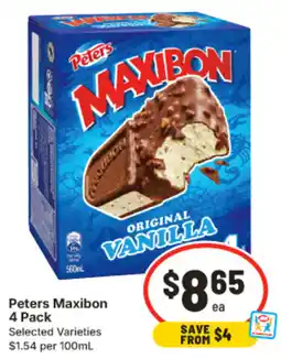 IGA Peters Maxibon 4 Pack offer