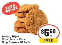 IGA Anzac, Triple Chocolate or Choc Chip Cookies offer