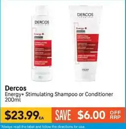 Chempro Dercos Energy+ Stimulating Shampoo or Conditioner offer