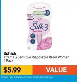 Chempro Schick Xtreme 3 Sensitive Disposable Razor Women offer