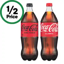 Woolworths Coca-Cola Classic, Zero Sugar or Diet Soft Drink Varieties 1.25 Litre offer