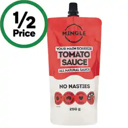 Woolworths Mingle Tangy Tomato, Barbecue or Sweet Chilli Sauce 250g offer
