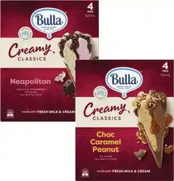 Coles Bulla Creamy Classics Ice Cream Cones 520mL offer