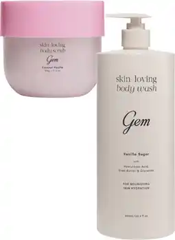 Coles Gem Skin Loving Body Wash 900mL or Scrub 510mL offer