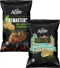 Coles Kettle Ridge Cut or Firemasters Potato Chips 150g-165g offer