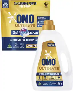Coles Omo Ultimate Laundry Liquid 2 Litre or Capsules 28 Pack offer