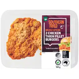 Woolworths Woolworths Southern Fried Thigh Fillet Burgers with Australian RSPCA Approved Chicken offer