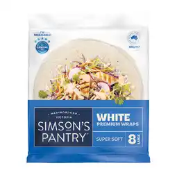 Woolworths Simson’s Pantry White or Wholegrain Wraps Pk 8 offer