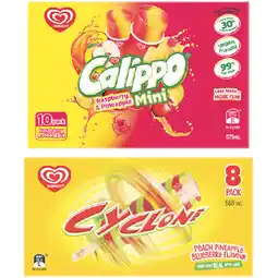 Woolworths Streets Cyclone or Calippo 525-688ml Pk 5-10 offer