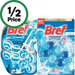 Woolworths Bref Power Active or Spa Moments Toilet Rim Block Pk 2 x 50g offer