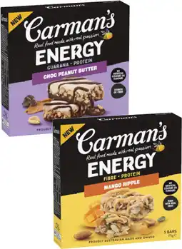 Coles Carman's Energy Bars-200g offer