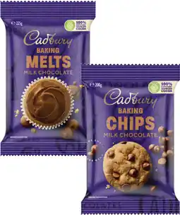 Coles Cadbury Baking Chocolate Chips, Melts or Block 165g-225g offer