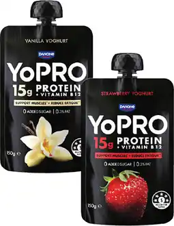 Coles YoPro High Protein Yoghurt Pouch No Added Sugar offer