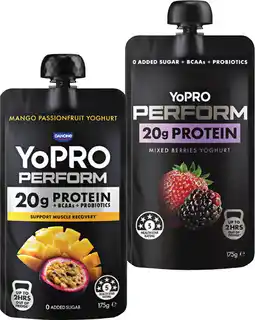 Coles YoPro Perform High Protein Yoghurt Pouch No Added Sugar offer