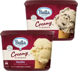 Coles Bulla Creamy Classics Ice Cream Tub offer
