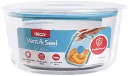 Coles Décor Vent & Seal Glass Leakproof Round Container offer