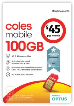 Coles Coles Mobile $45 Month-to-Month SIM offer