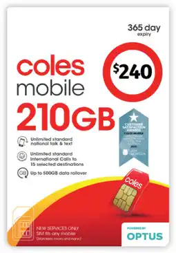 Coles Coles Mobile $240 Prepaid SIM offer