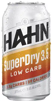 Coles Hahn Super Dry 3.5% Block Cans offer
