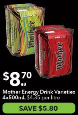 Ritchies Mother Energy Drink Varieties offer