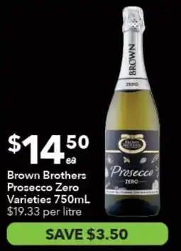 Ritchies Brown Brothers Prosecco Zero Varieties offer