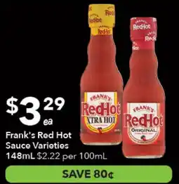 Ritchies Frank's Red Hot Sauce Varieties offer