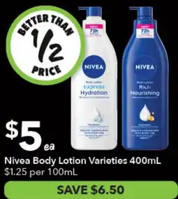 Ritchies Nivea Body Lotion Varieties offer