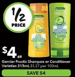 Ritchies Garnier Fructis Shampoo or Conditioner Varieties offer