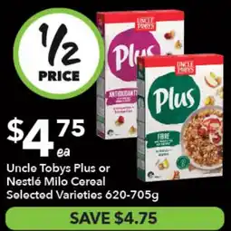 Ritchies Uncle Tobys Plus or Nestlé Milo Cereal offer