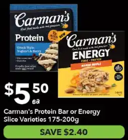 Ritchies Carman's Protein Bar or Energy Slice Varieties offer