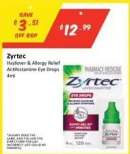 Chemist Outlet Zyrtec Hayfever & Allergy Relief Antihistamine Eye Drops offer