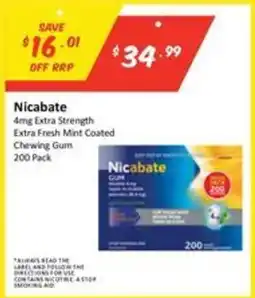 Chemist Outlet Nicabate 4mg Extra Strength Extra Fresh Mint Coated Chewing Gum offer
