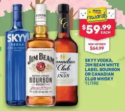 SipnSave Skyy Vodka, Jim Beam White Label Bourbon or Canadian Club Whisky offer
