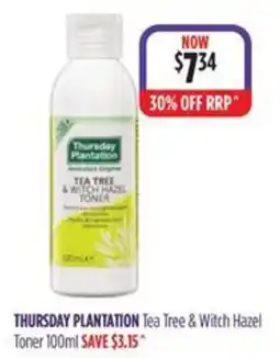 Ramsay Pharmacy Thursday Plantation Tea Tree & Witch Hazel Toner offer