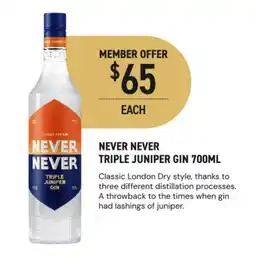 Dan Murphy's Never Never Triple Juniper Gin offer