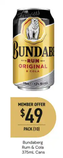 Dan Murphy's Bundaberg Rum & Cola offer